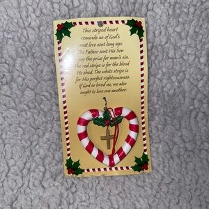 Striped Heart Ornament with Cross